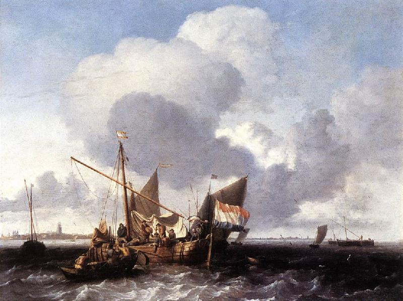 BACKHUYSEN, Ludolf Ships on the Zuiderzee before the Fort of Naarden fgg Germany oil painting art